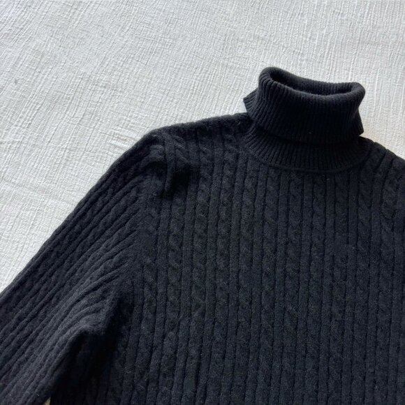 Charter Club cashmere sweater black turtleneck cable knit - Picture 4 of 9